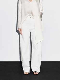 Massimo Dutti Джинсы с высокой посадкой, кремовый