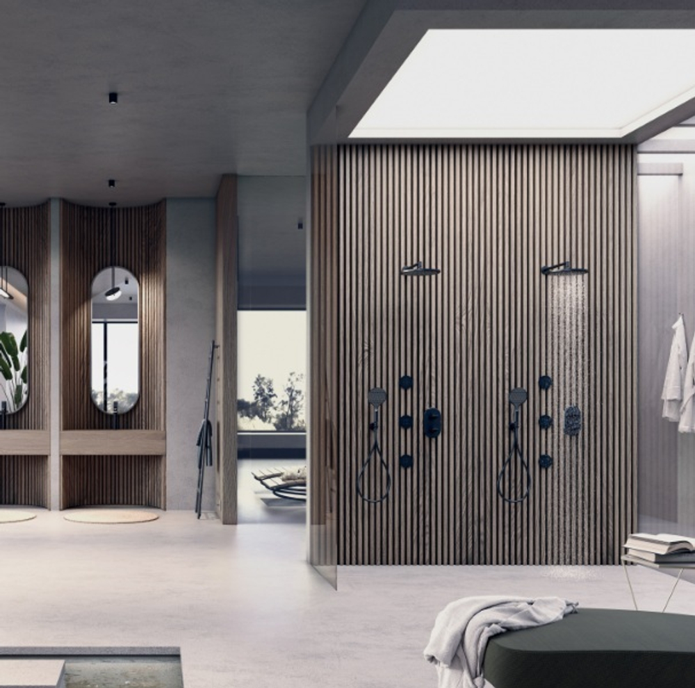 Bossini Apice душ верхний Ø280 мм, настенный кронштейн 400 мм, цвет чёрный матовый