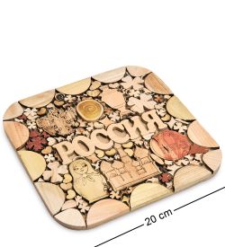 Народные промыслы ДР-501/1 Подставка под горячее, квадрат «Россия» 20х20