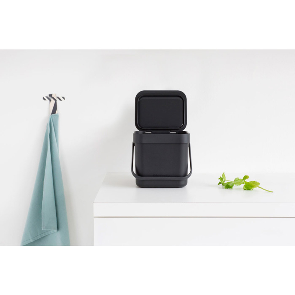 Ведро для мусора 3л Brabantia Sort&Go черное