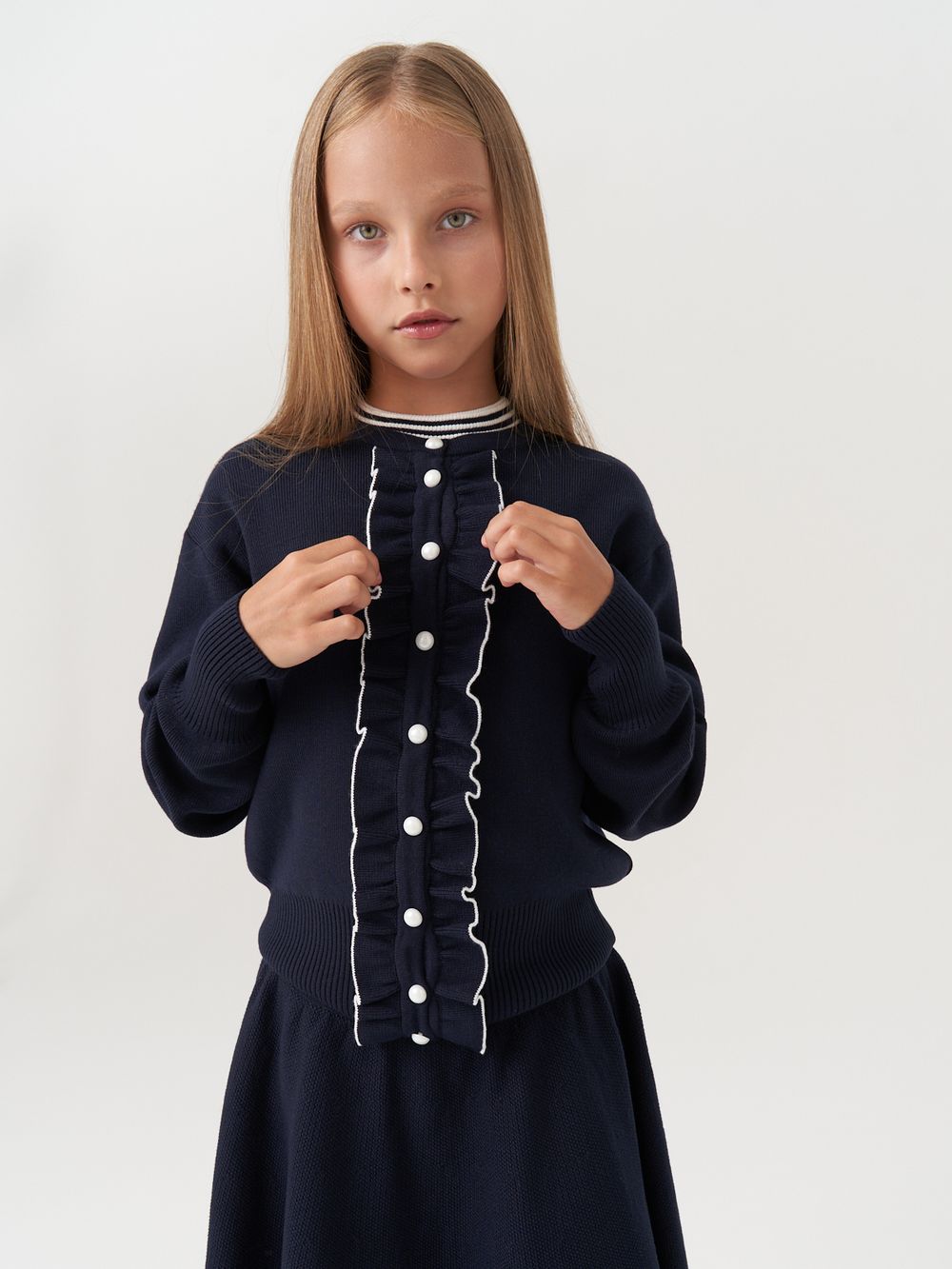 Кардиган школьный для девочки AT585 синий