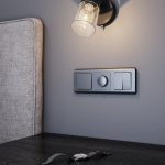 Выключатель двухклавишный проходной (графит рифленый)