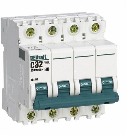 Выключатель автоматический модульный DEKraft 4Р 32А C 4,5кА ВА-101