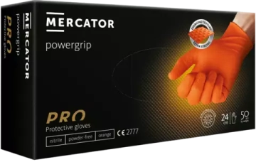 Перчатки нитриловые Mercator Powergrip размер М - Оранжевые (50шт в пачке)