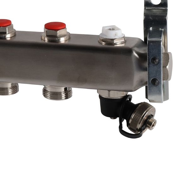 Коллектор Rommer 1"x3/4" на 7 контуров с запорными клапанами (нерж. сталь) RMS-3201-000007