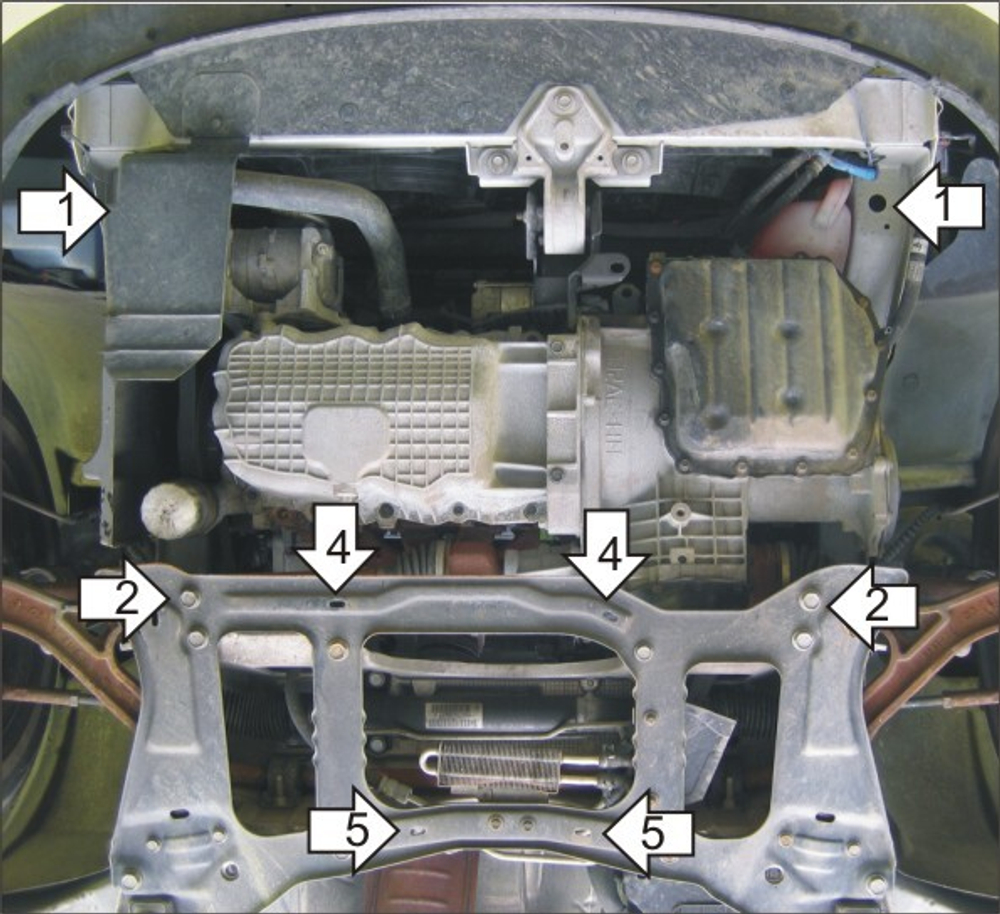 Усиленная защита Motodor картера двигателя, кпп. 2 мм, сталь. для Chrysler Voyager IV 2000-2008,Chrysler Town & Country 2000-2007,Dodge Caravan IV 2000-2007 арт.00306