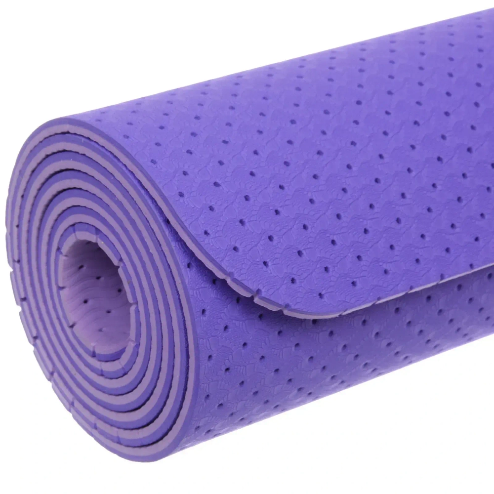 Коврик для йоги 6 мм 183х61 см «Sports time» перфорированный (ТРЕ), сиреневый/фиолетовый