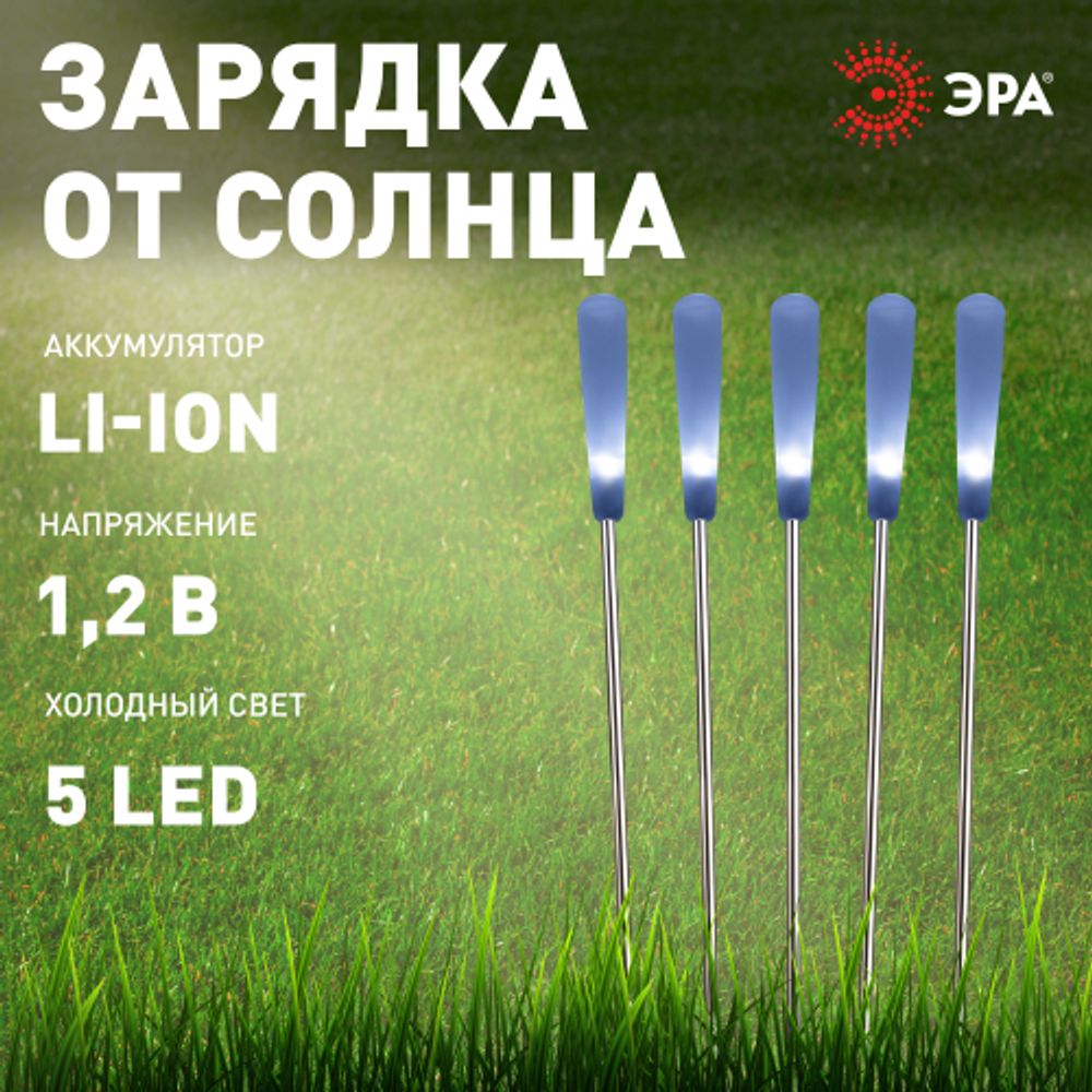 Светильник уличный ЭРА ERASF23-13 Камыши на солнечной батарее садовый высота 60 см 5 шт 5 LED | Садовые декоративные светильники