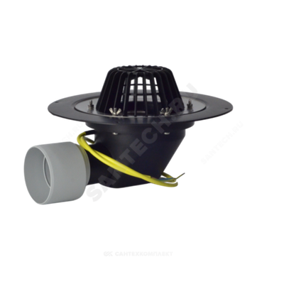 Воронка кровельная HL64.1 с горизонтальным выпуском PP Дн 75/110 с листвоуловителем, электрообогревом, теплоизоляцией, обжимным фланцем HL HL64.1