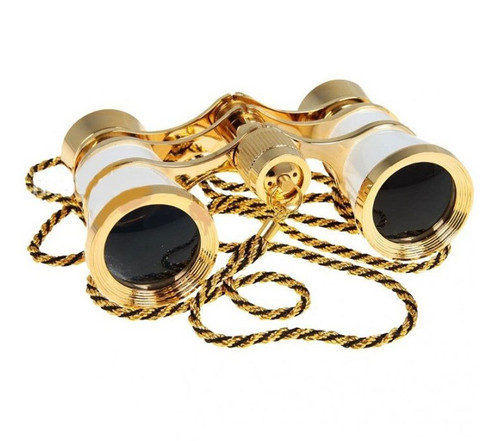 Театральный бинокль Veber БГЦ 3x25 D01, белый с цепочкой