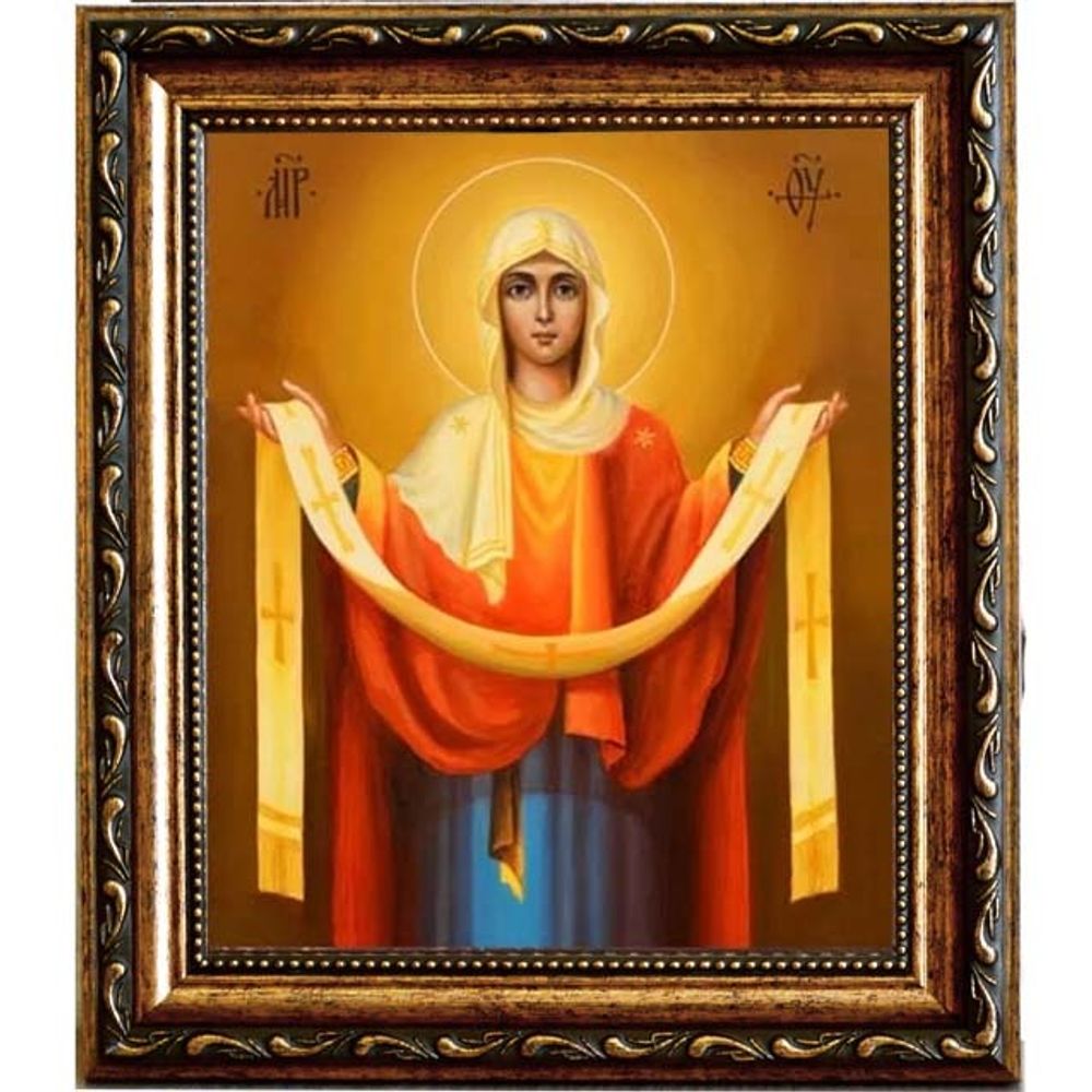 Покров Богородицы. Икона на холсте.