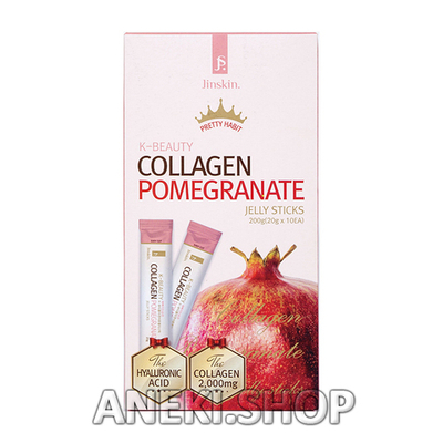 Коллаген с гранатом и гиалуроновой кислотой в форме желе в стиках 10 шт 200 г Jinskin Collagen Pomegranate Jelly Sticks