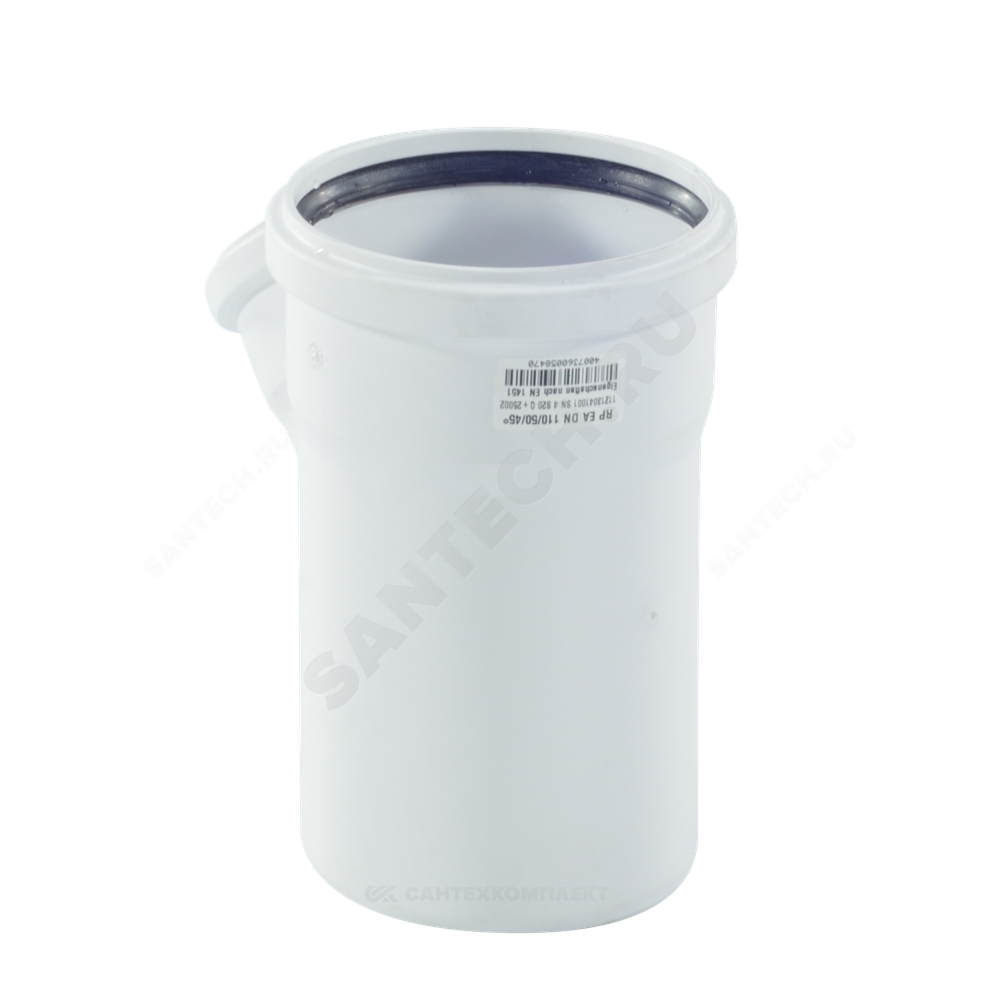 Тройник PP-H переходной бесшумный белый RAUPIANO PLUS Дн 110х50х45гр б/нап в/к Rehau 11213041001