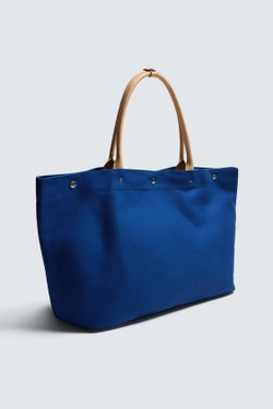 ZARA X AARON LEVINE СУМКА-ШОПЕР С КОЖАНЫМИ ДЕТАЛЯМИ, СИНИЙ