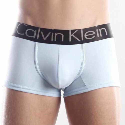 Мужские трусы боксеры светло-голубые с черной резинкой Calvin Klein Steel Black Waistband CK02112