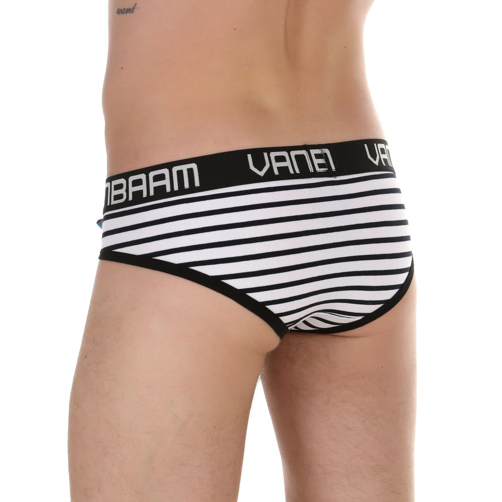Мужские трусы слипы белые в полоску Van Baam