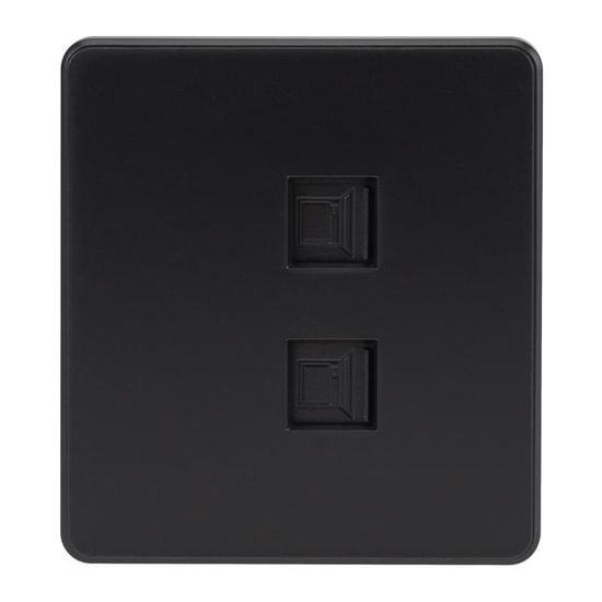 Розетка ROUND компьютерная двойная RJ45+RJ45 кат6 с/у оникс KRANZ