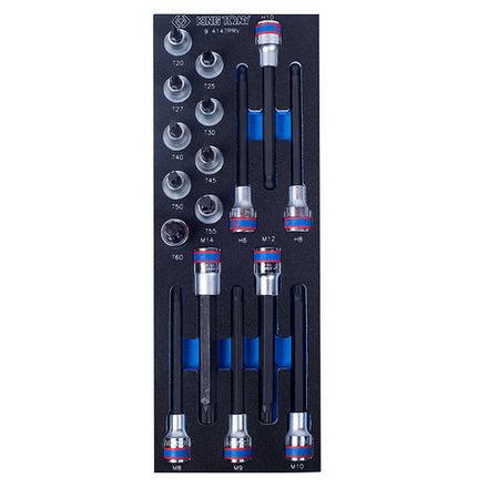 Цена на KING TONY (9-4147PRV) Набор торцевых насадок HEX, TORX и SPLINE, ложемент, 17 предметов