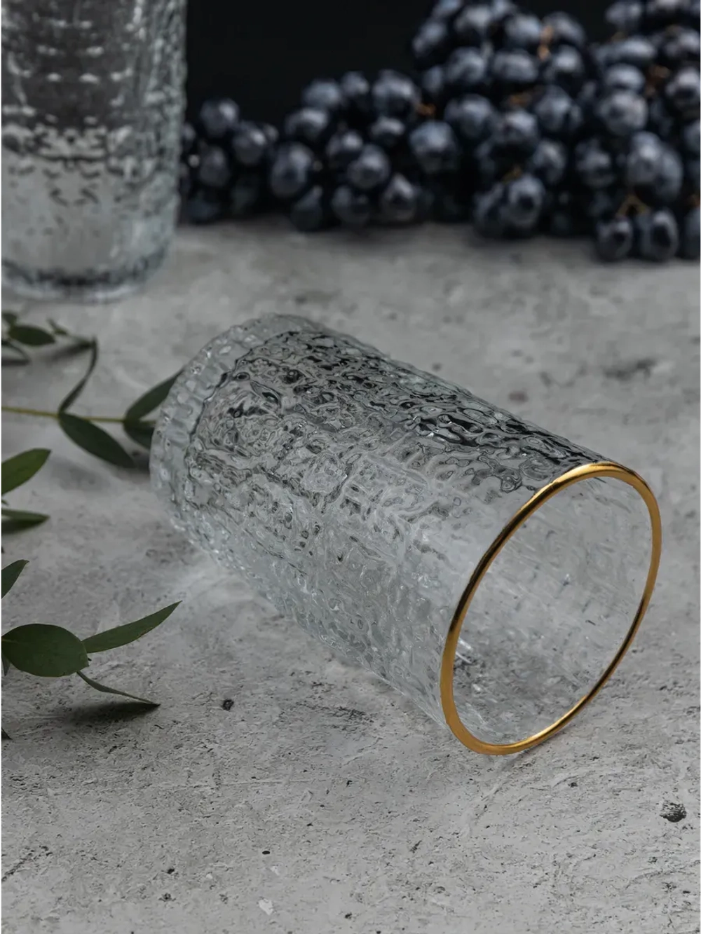 Набор бокалов с узором, 240 мл. 6 шт. С золотой каймой