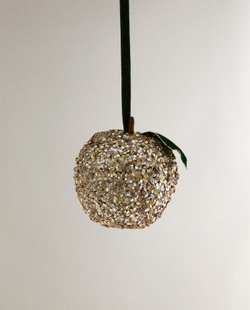 ZARA HOME ЕЛОЧНОЕ УКРАШЕНИЕ «ЯБЛОКО» С БЛЕСТКАМИ, ЗОЛОТИСТЫЙ