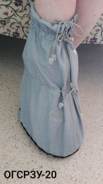 Легкий чехол с подошвой из резины на аппарат Илизарова на голени и стопе. Хлопок+ полиэстер. ОГСРЗУ-6.