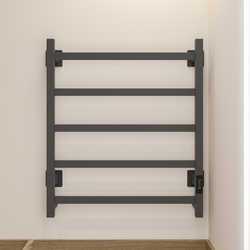 Полотенцесушитель электрический EWRIKA Пенелопа КВ7 60x55 см, подключение справа, слева, скрытое подключение справа, графит, лесенка, из стали
