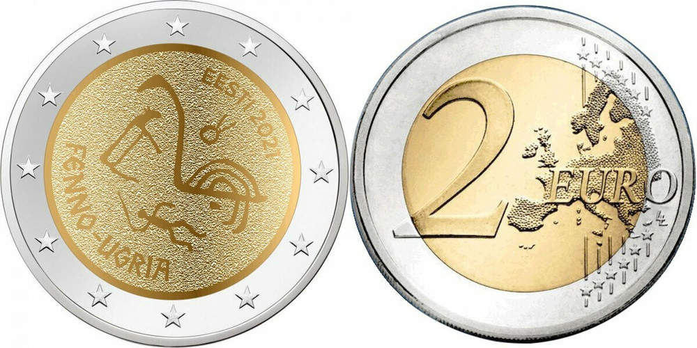Эстония 2 евро, 2021 Финно-угорские народы XF