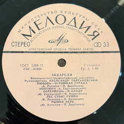 Виниловая пластинка Акварель – Акварель (Мелодия) LP