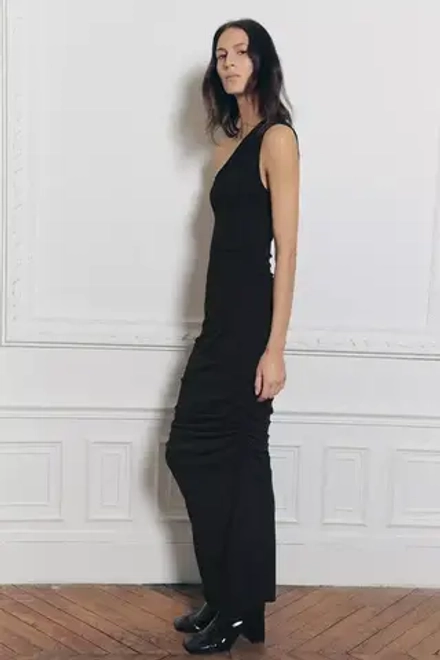 ZARA ПЛАТЬЕ МИДИ СО СБОРКОЙ, ЧЕРНЫЙ