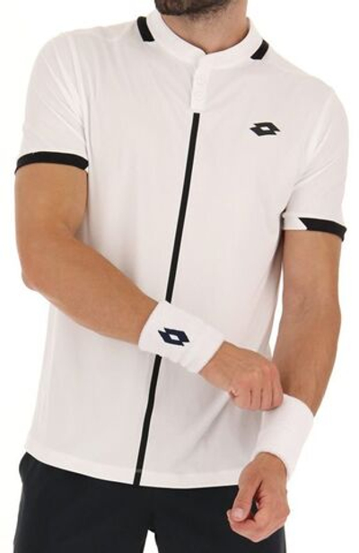 Мужское теннисное поло Lotto Top IV Polo - bright white/all black