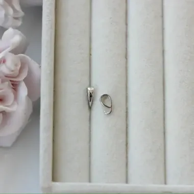 Бейл, держатель для кулона, 7,6*2,7 мм, родий, Б033