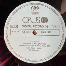 Винтажная виниловая пластинка LP J. S. Bach И. С. Бах, Ivan Sokol Иван Сокол Орган Organ Compositions, BWV 537, 578, 534, 590, 543 (Чехословакия 1988)