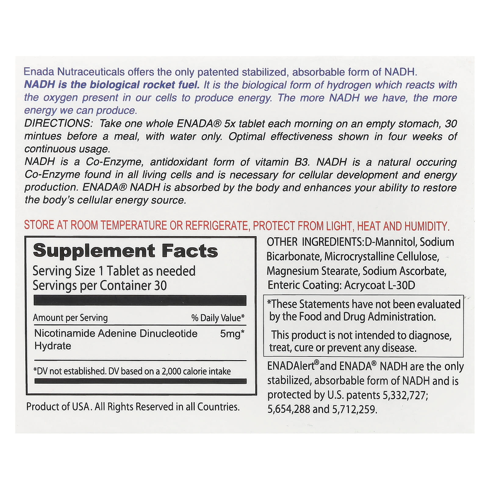 ENADA, NADH 5x, 5 мг, 30 таблеток