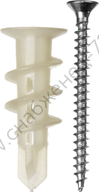 ЗУБР ДРИВА 33 мм, дюбель со сверлом для гипсокартона с саморезом нейлоновый, 4 шт (4-301266)