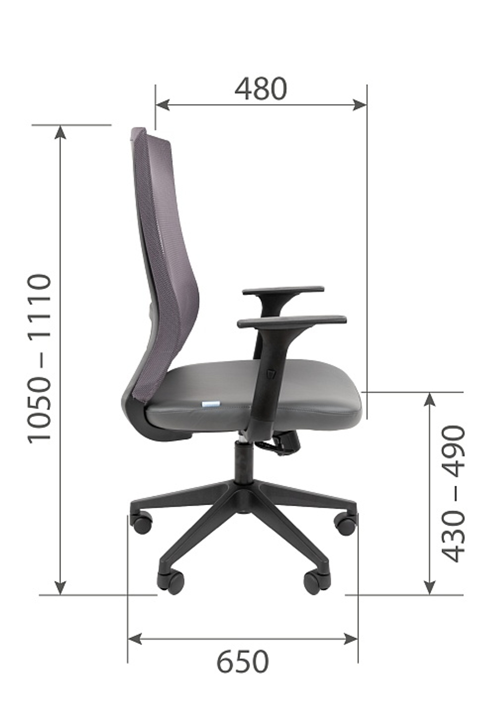 Офисное кресло CHAIRMAN 500 LT без подголовника, экокожа/сетка