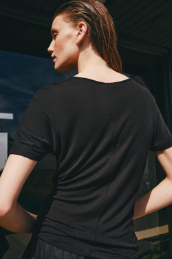 ZARA СВОБОДНАЯ ФУТБОЛКА С КОРОТКИМИ РУКАВАМИ, ЧЕРНЫЙ