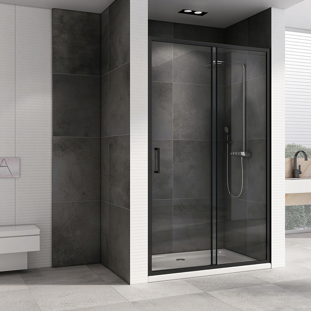 Душевая дверь Abber Schwarzer Diamant 150 AG30150B5 профиль Черный стекло прозрачное