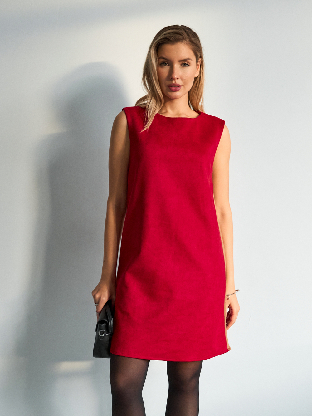 Платье сарафан офисный замшевый