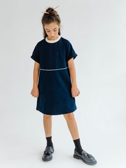 Школьное платье платье из хлопка синего цвета