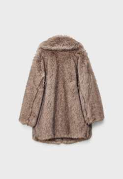 STRADIVARIUS Искусственная шуба стандартного кроя, каменный