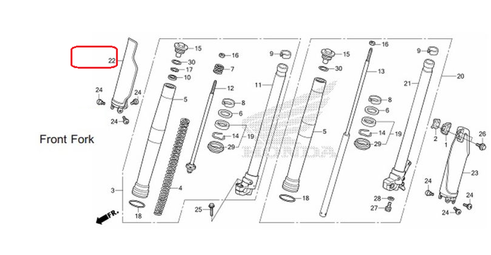 51610-KZZ-A20. PROTECTOR, R. FR. FORK. Black. CRF250M