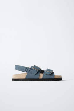 ZARA КОЖАНЫЕ САНДАЛИИ С ПРЯЖКАМИ, СИНИЙ