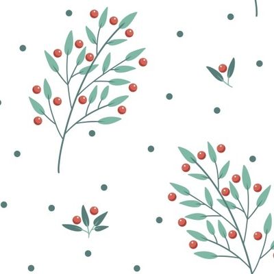 Веточка с красными ягодами (белый фон)