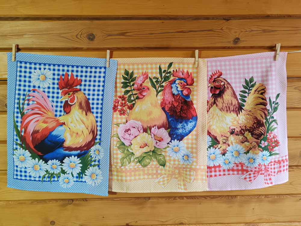 Набор кухонных полотенец, 3 шт , 45х60 см , рогожка