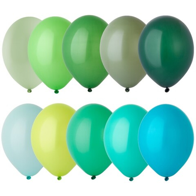 Латексные шары в зеленой и бирюзовой палитре «Пастель Экстра» в ассортименте