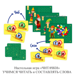 Настольная игра «ЧИТАЧКИ» УЧИМСЯ ЧИТАТЬ и СОСТАВЛЯТЬ СЛОВА