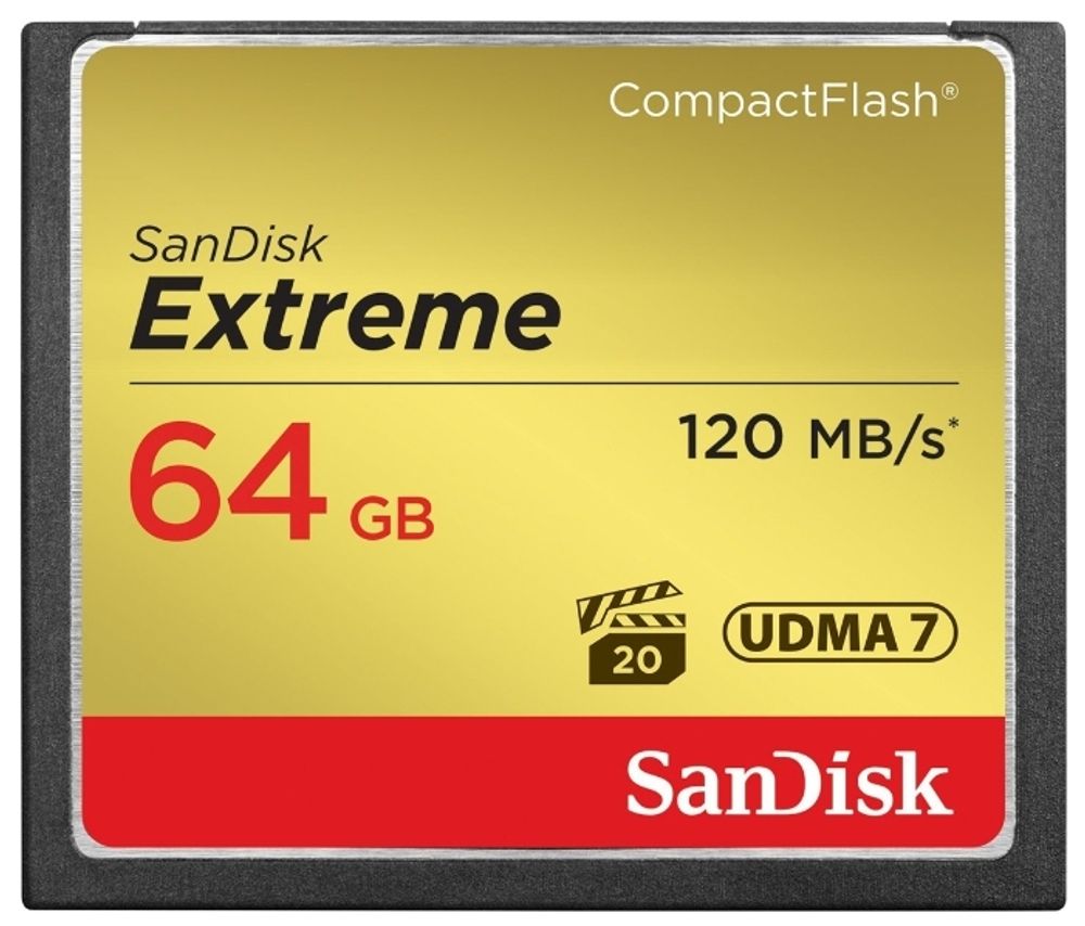 Карта памяти SanDisk Extreme CompactFlash 64GB, R/W 120/85 МБ/с