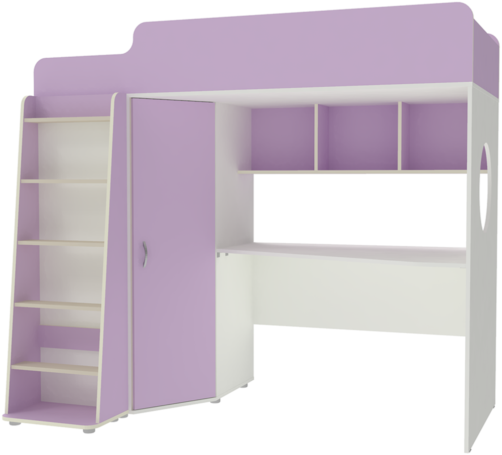 Кровать-чердак КарИВи Л-4.1 80х190 Белый  Ирис