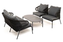 "Милан" лаунж-зона 4-местная плетеная из роупа (веревки), каркас алюминиевый темно-серый, роуп темно-серый