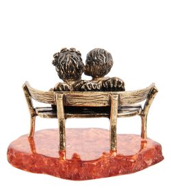 Народные промыслы AM-2007 Фигурка «Ангелочки на скамейке» (латунь, янтарь)